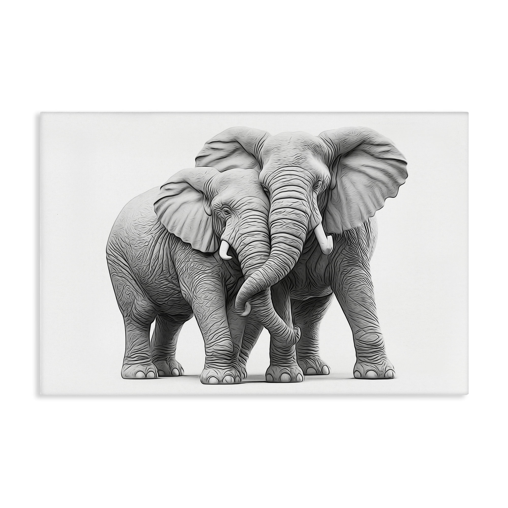 Stupell Industries Hugging Elephant Pair Animals & Insects Painting Gallery Wrapped Canvas Art Print Wall Art, 36 x 24