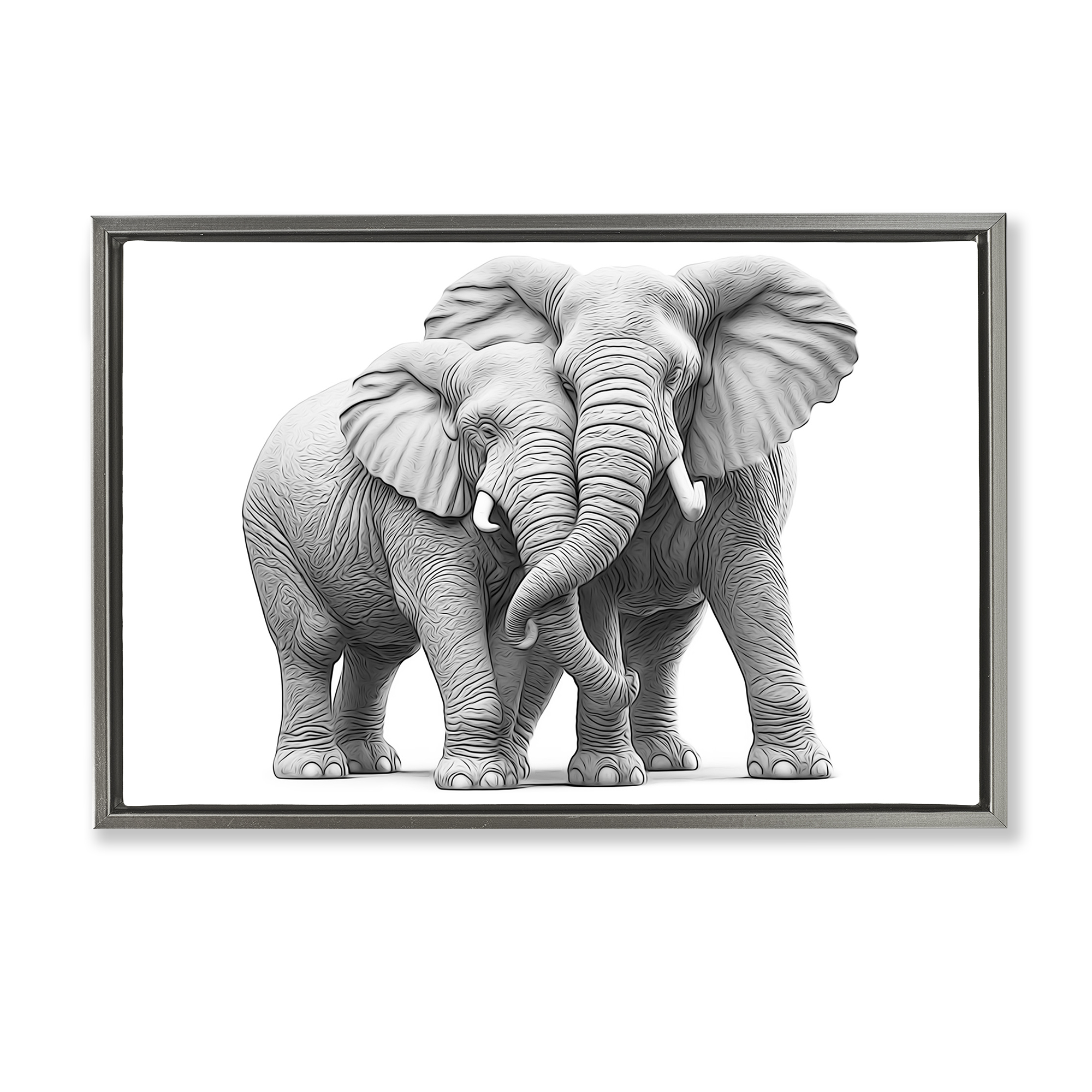 Stupell Industries Hugging Elephant Pair Animals & Insects Painting Gray Floater Framed Art Print Wall Art, 25 x 17