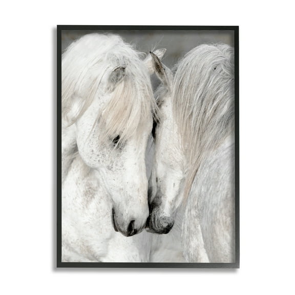 Stupell Industries Hugging Horse Pair Animals & Insects Photography Black Framed Art Print Wall Art, 11 x 14