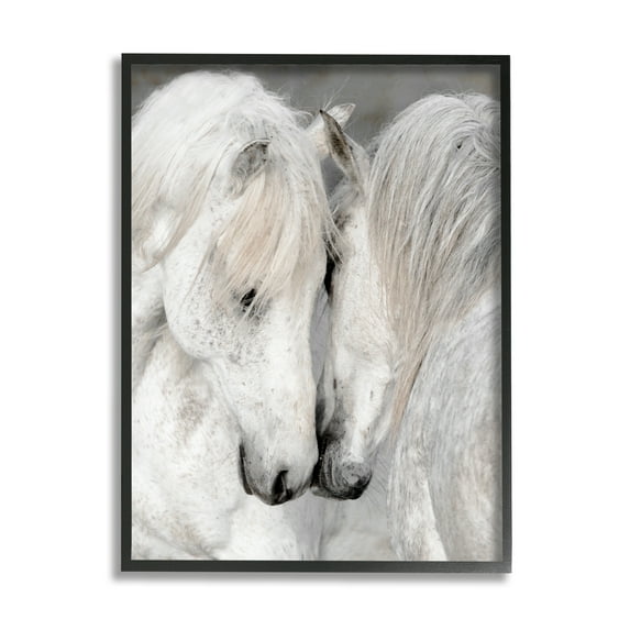 Stupell Industries Hugging Horse Pair Animals & Insects Photography Black Framed Art Print Wall Art, 11 x 14