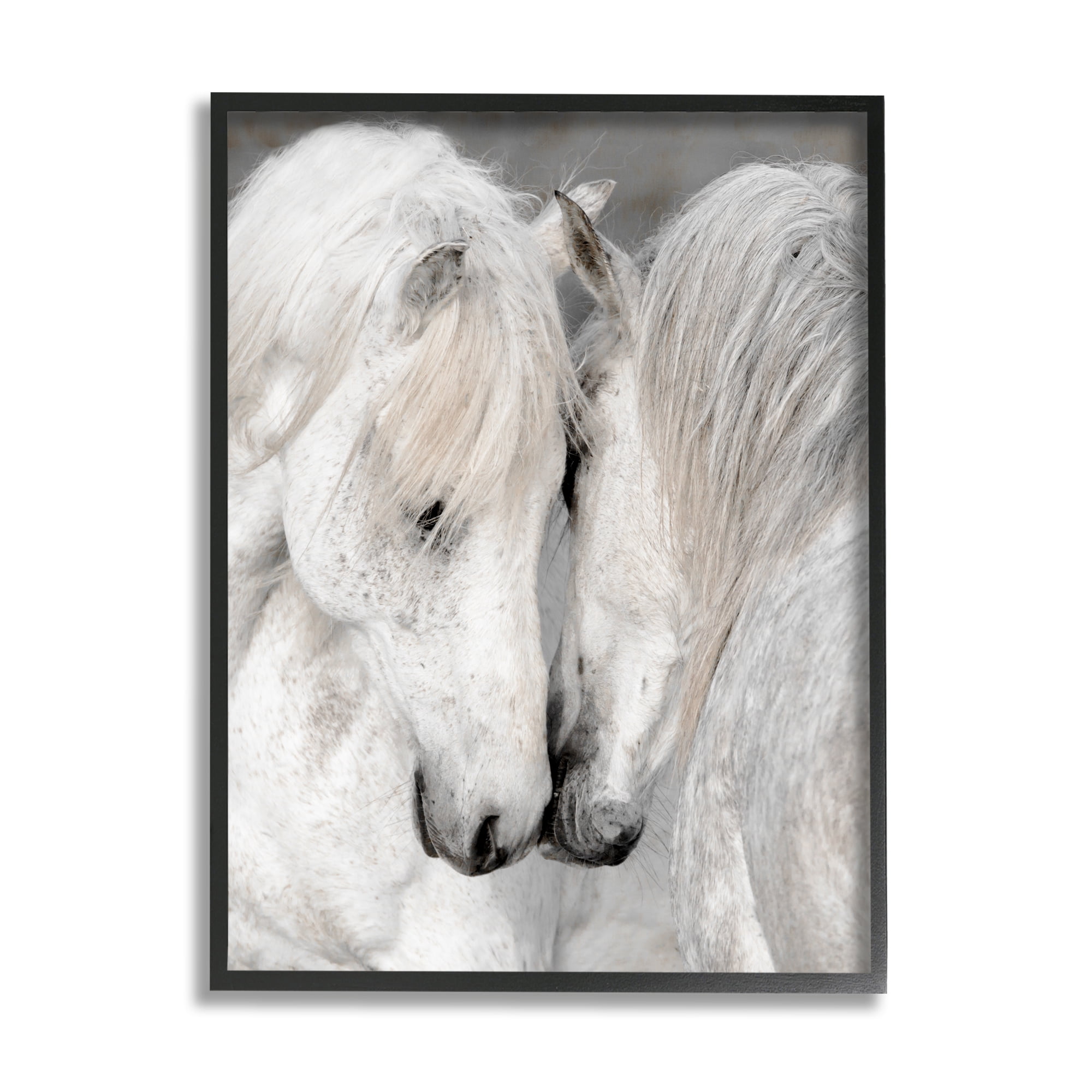 Stupell Industries Hugging Horse Pair Animals & Insects Photography Black Framed Art Print Wall Art, 16 x 20