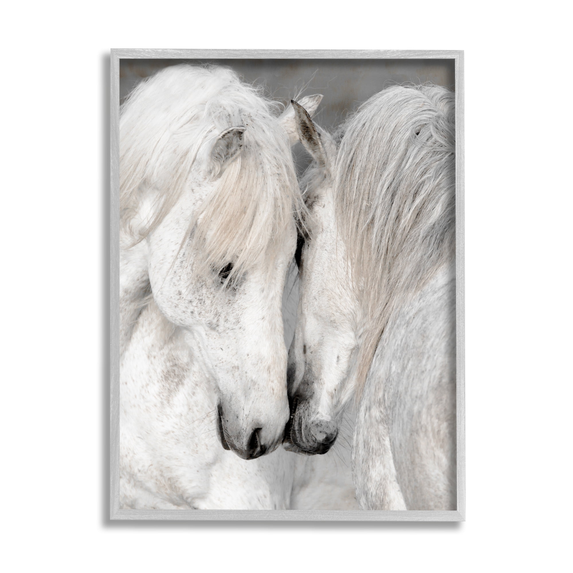 Stupell Industries Hugging Horse Pair Animals & Insects Photography Gray Framed Art Print Wall Art, 11 x 14