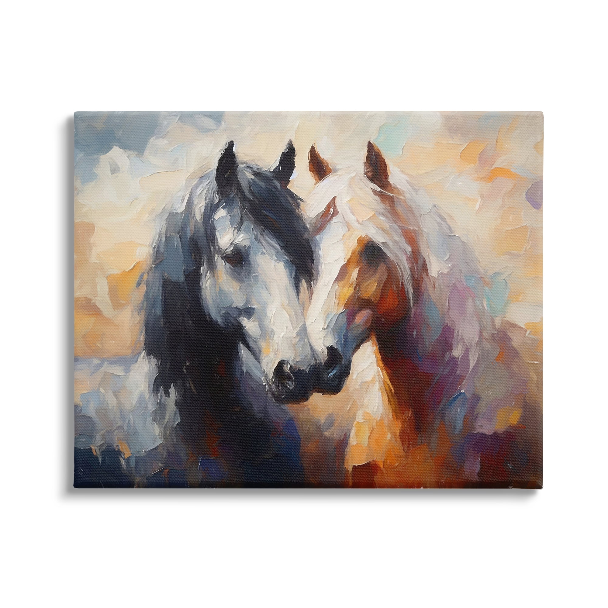 Stupell Industries Hugging Horses Painting Animals & Insects Painting Gallery Wrapped Canvas Art Print Wall Art, 20 x 16