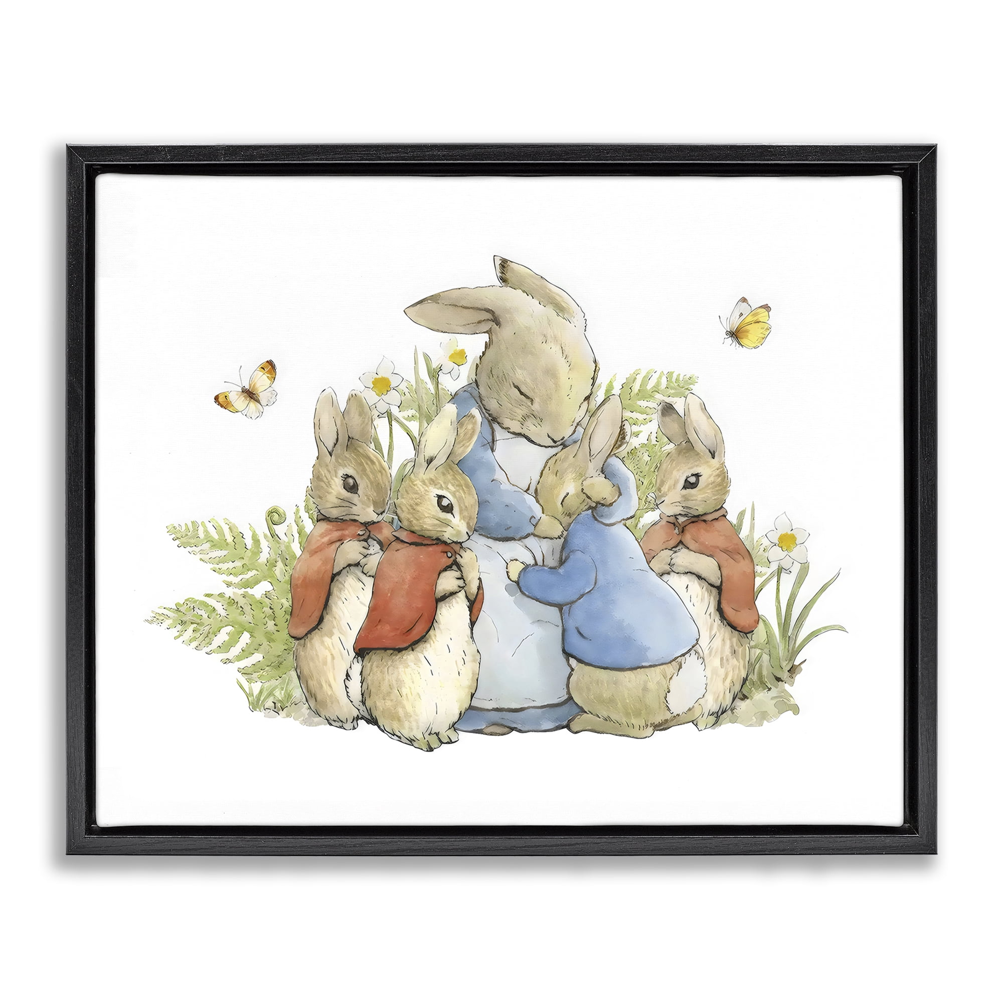 Stupell Industries Hugging Mother Rabbit Black Framed Floater Canvas Wall Art, design by Arlington Prints