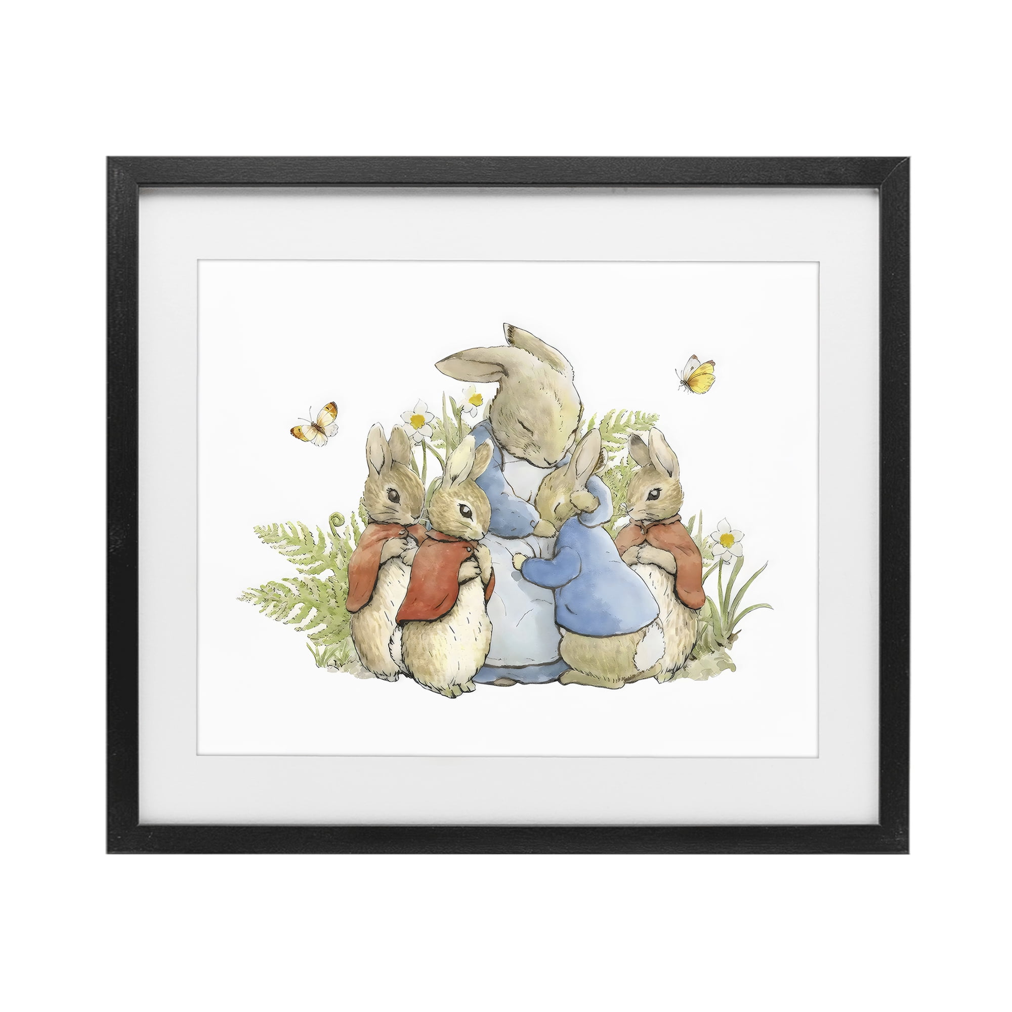 Stupell Industries Hugging Mother Rabbit Black Framed Print Under Glass, design by Arlington Prints