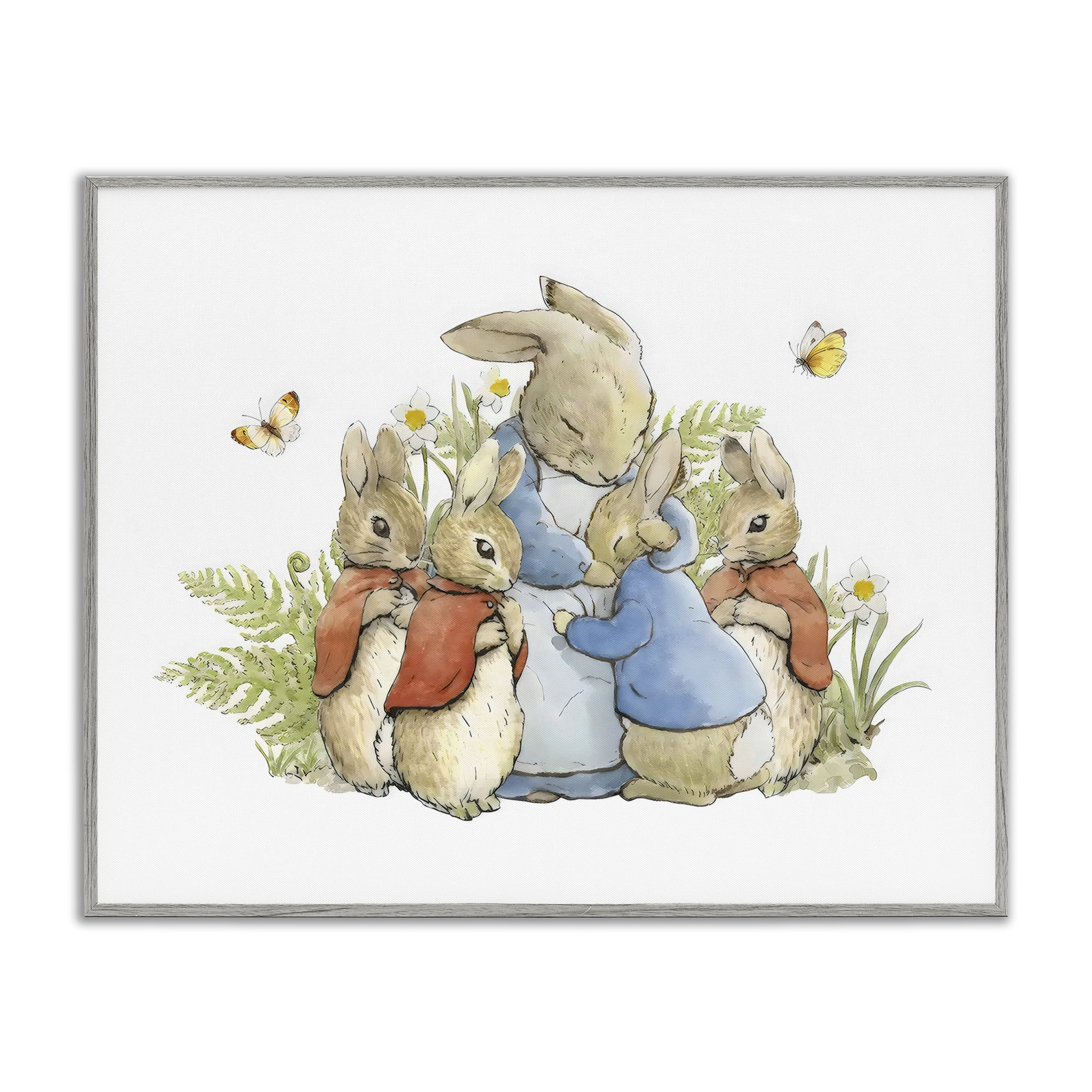 Stupell Industries Hugging Mother Rabbit Gray Framed Giclee Art, design by Arlington Prints