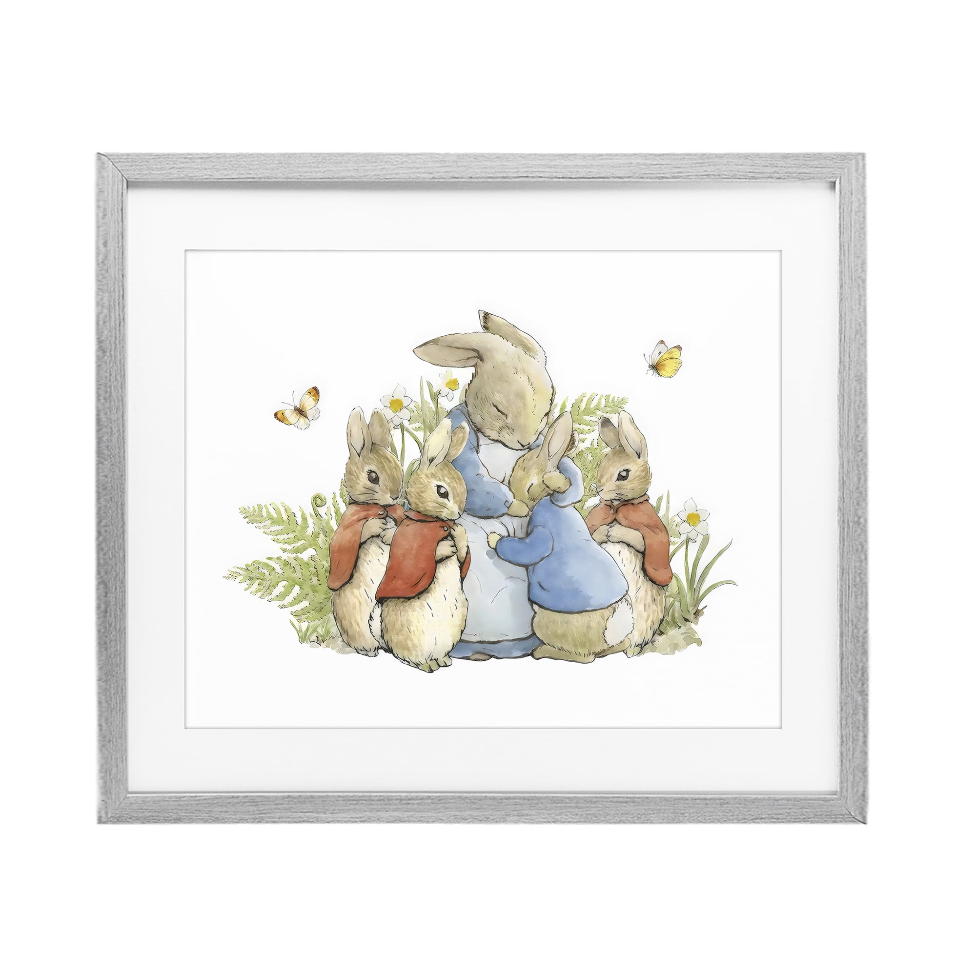 Stupell Industries Hugging Mother Rabbit Gray Framed Print Under Glass, design by Arlington Prints