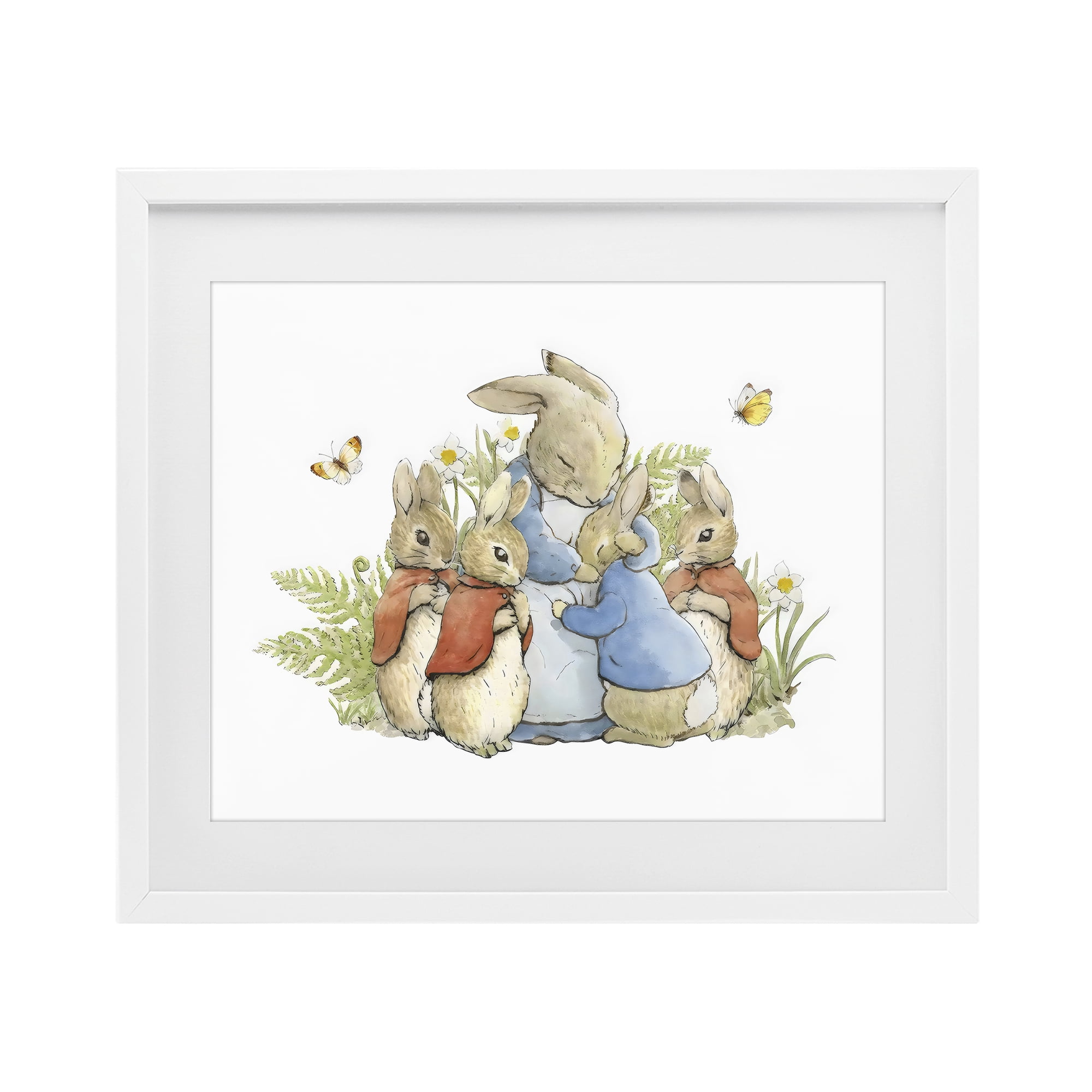 Stupell Industries Hugging Mother Rabbit White Framed Print Under Glass, design by Arlington Prints