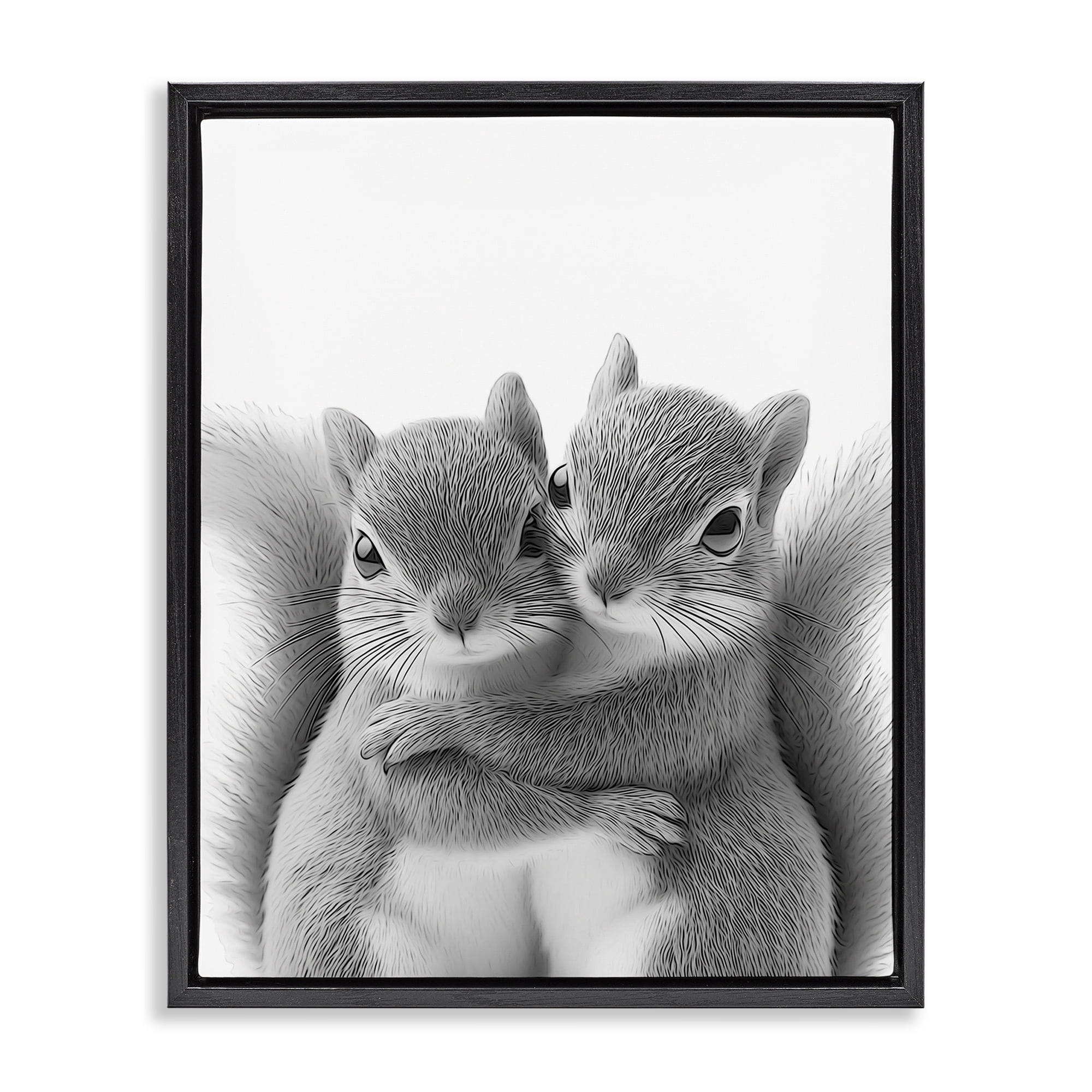 Stupell Industries Hugging Squirrel Pair Animals & Insects Painting Black Floater Framed Art Print Wall Art, 25 x 31