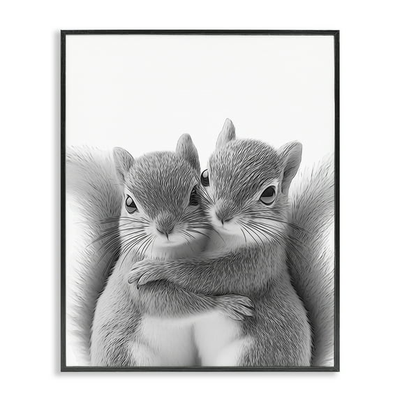 Stupell Industries Hugging Squirrel Pair Animals & Insects Painting Black Framed Art Print Wall Art, 11 x 14