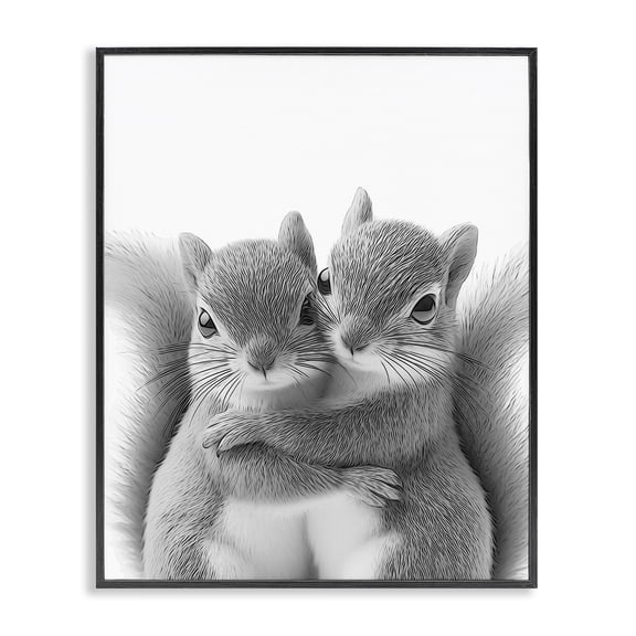 Stupell Industries Hugging Squirrel Pair Animals & Insects Painting Black Framed Art Print Wall Art, 16 x 20