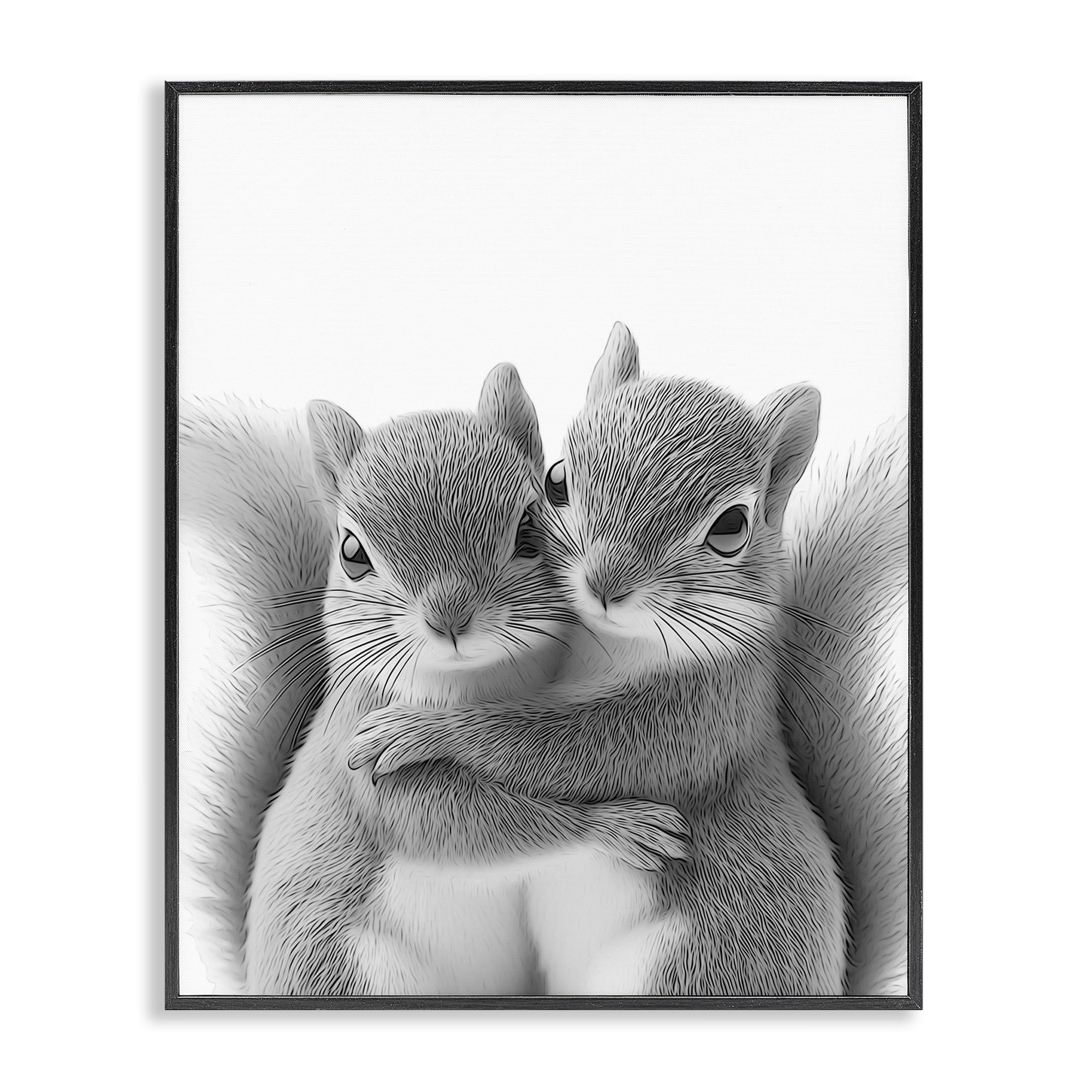 Stupell Industries Hugging Squirrel Pair Animals & Insects Painting Black Framed Art Print Wall Art, 24 x 30