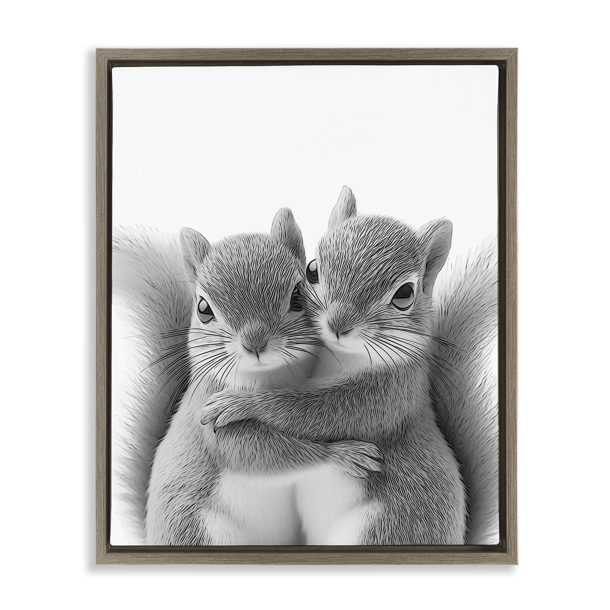 Stupell Industries Hugging Squirrel Pair Animals & Insects Painting Brown Floater Framed Art Print Wall Art, 17 x 21