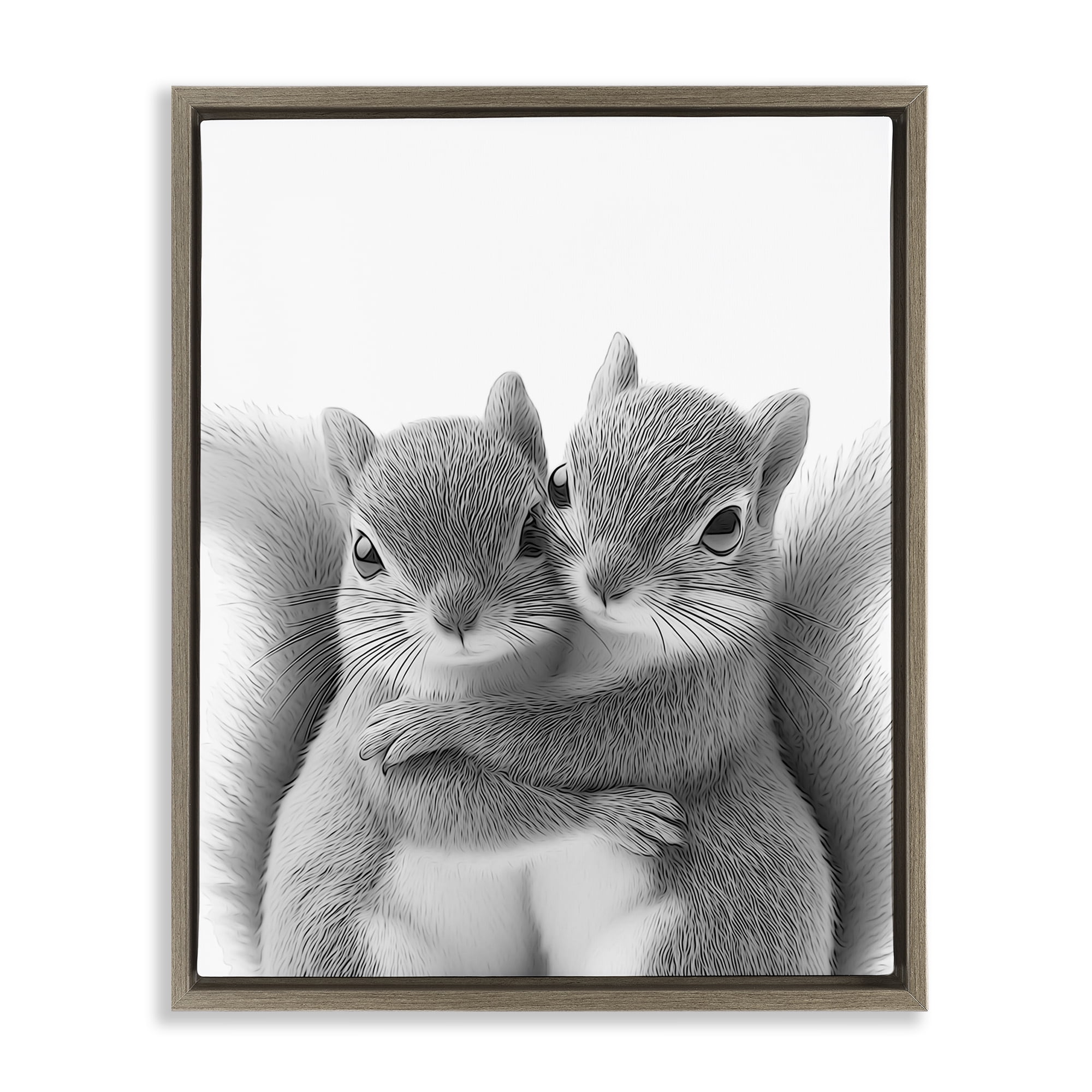 Stupell Industries Hugging Squirrel Pair Animals & Insects Painting Brown Floater Framed Art Print Wall Art, 25 x 31