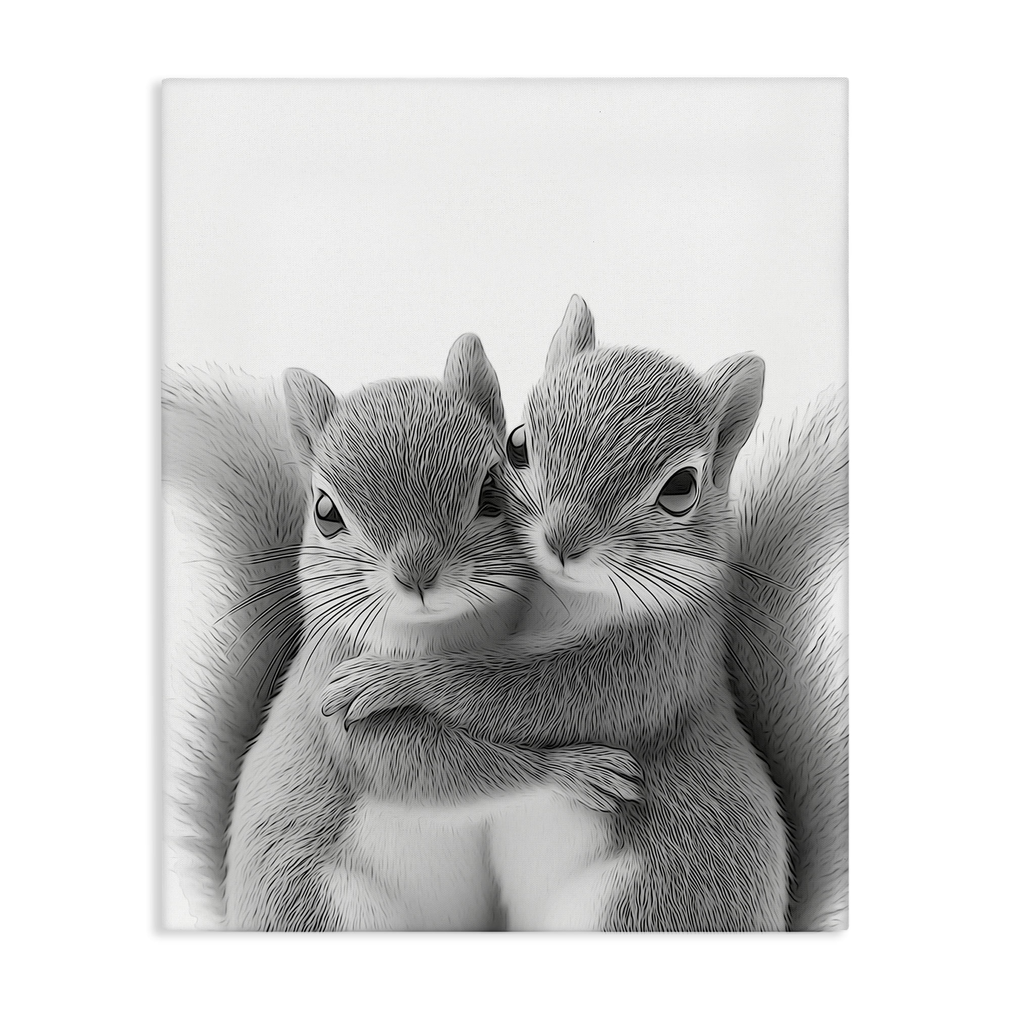 Stupell Industries Hugging Squirrel Pair Animals & Insects Painting Gallery Wrapped Canvas Art Print Wall Art, 24 x 30