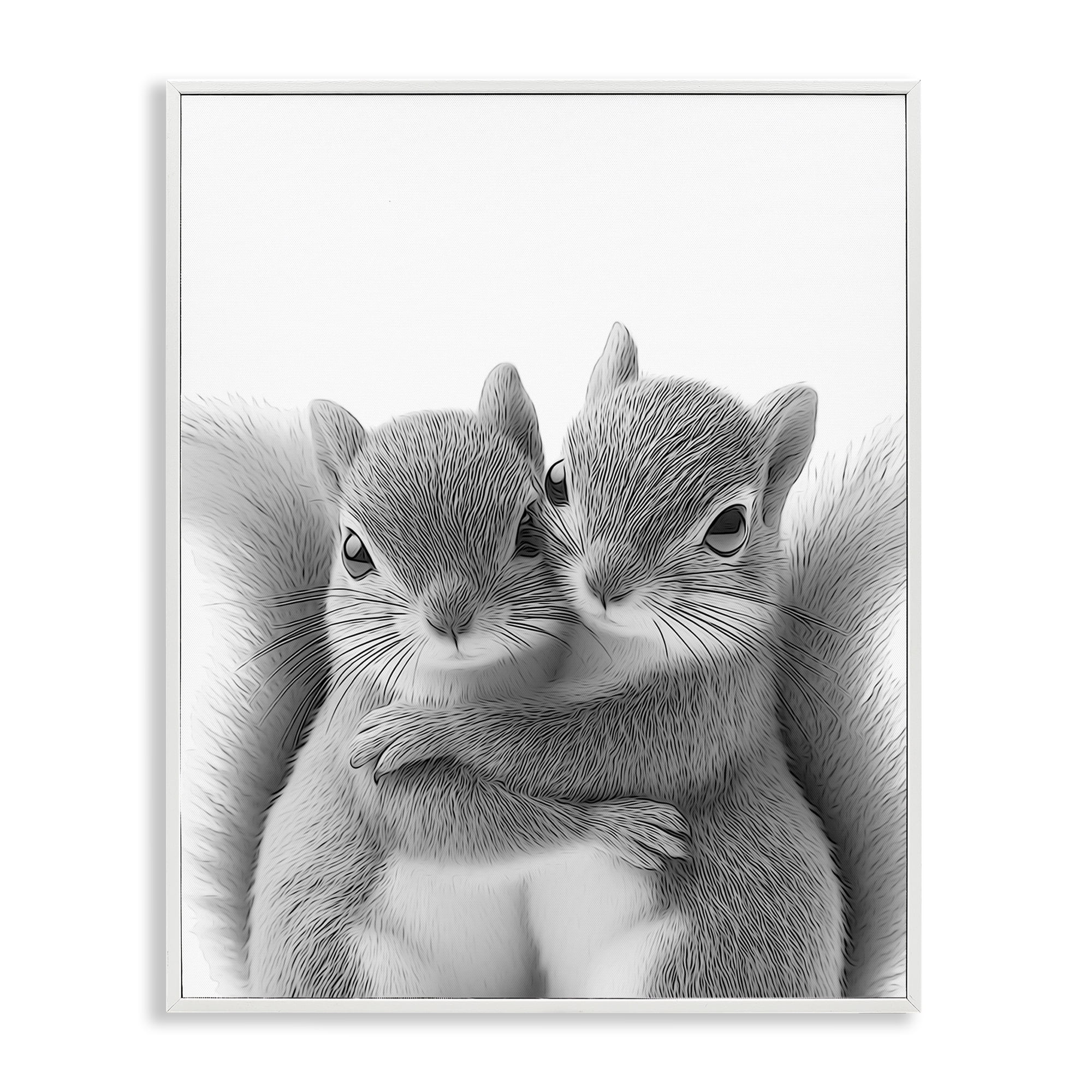 Stupell Industries Hugging Squirrel Pair Animals & Insects Painting White Framed Art Print Wall Art, 11 x 14