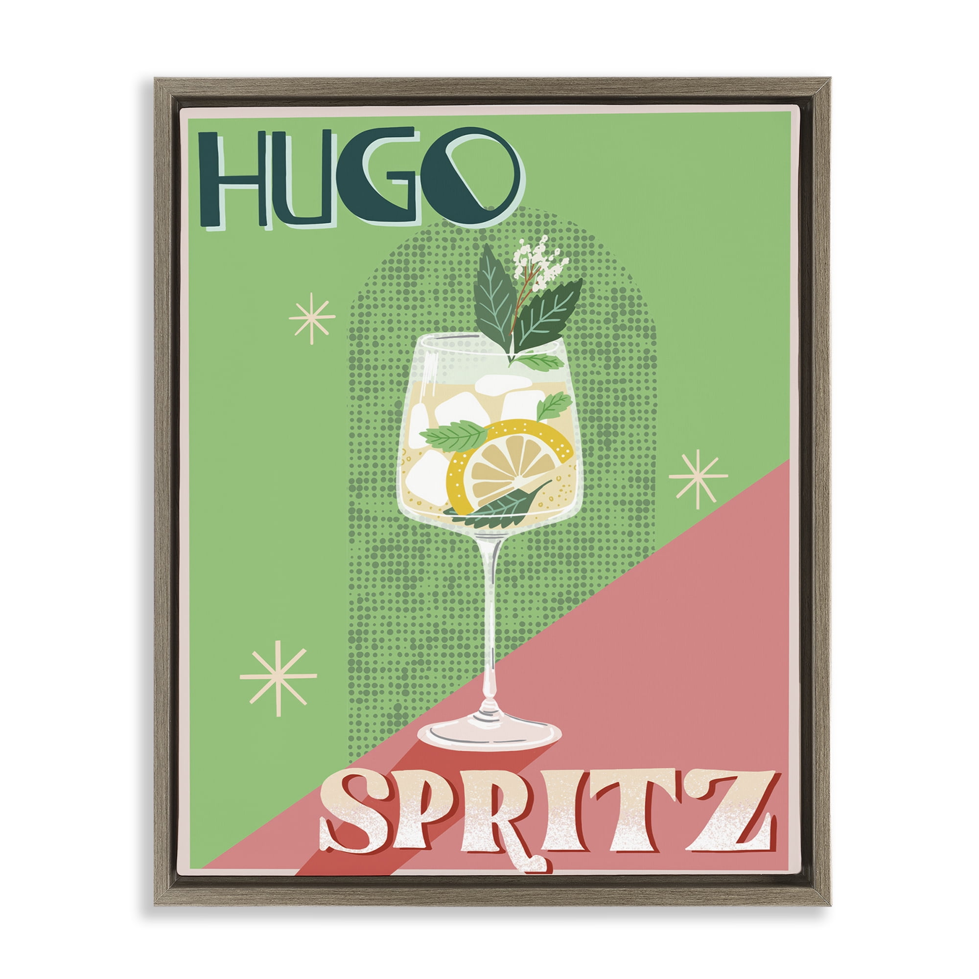 Stupell Industries Hugo Spritz Cocktail Food & Beverage Painting Brown Floater Framed Canvas Art Print Wall Art, 17 x 21