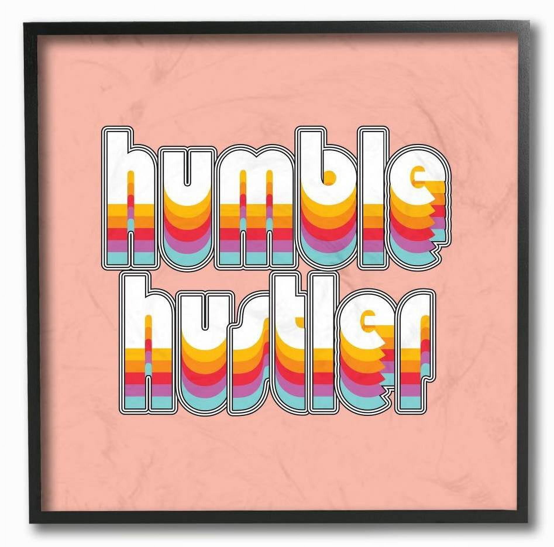 Stupell Industries Humble Hustler Rainbow Pink Neon Word Design Framed Wall Art by Dawn Vietro