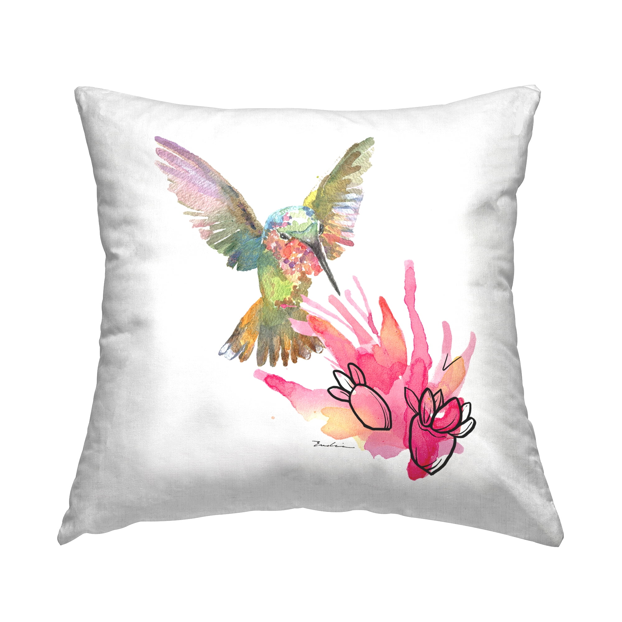 Stupell Industries Hummingbird & Cactus Decorative Printed Throw Pillow, 18 x 18