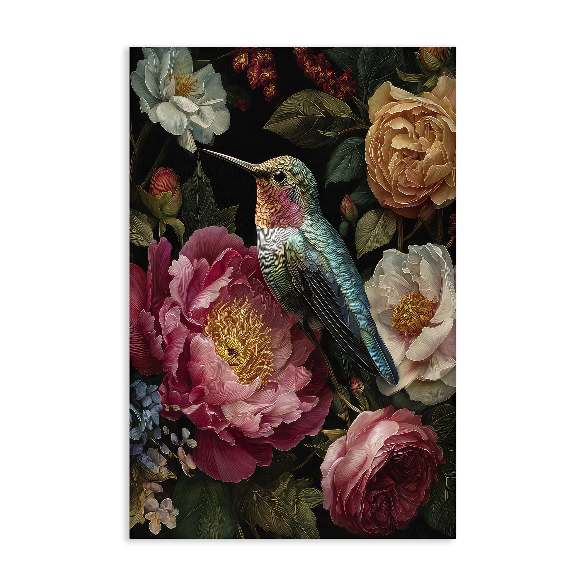 Stupell Industries Hummingbird & Lush Blooms Canvas Wall Art, design by The Wands Want