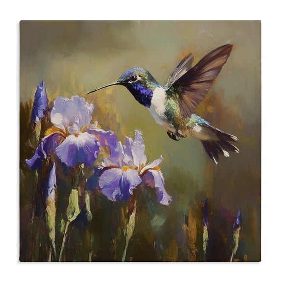 Stupell Industries Cottage Hummingbird & Purple Irises Canvas Art, 24 x 24, by Tina LeCour