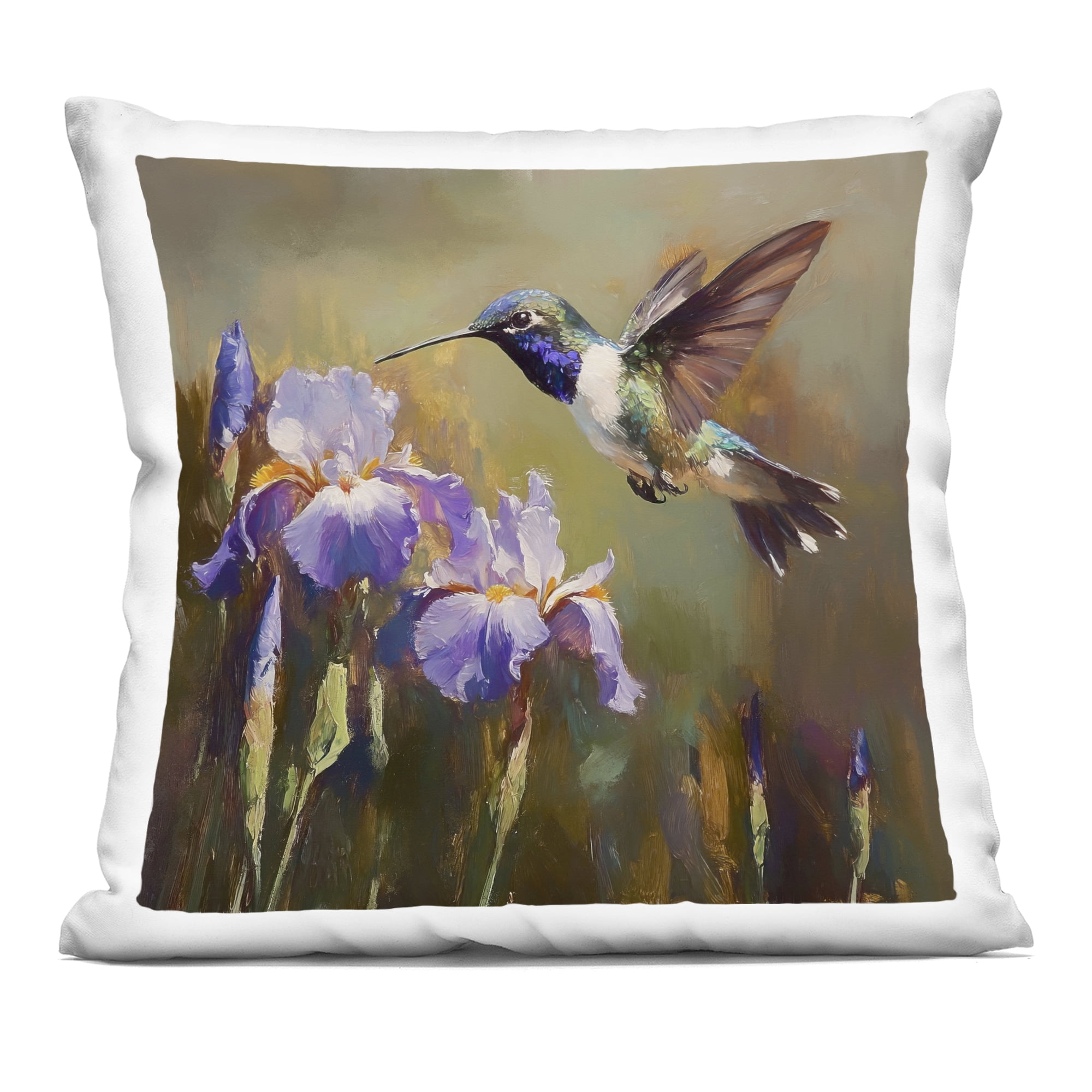 Stupell Industries Hummingbird & Purple Irises Decorative Printed Throw Pillow, design by Tina LeCour