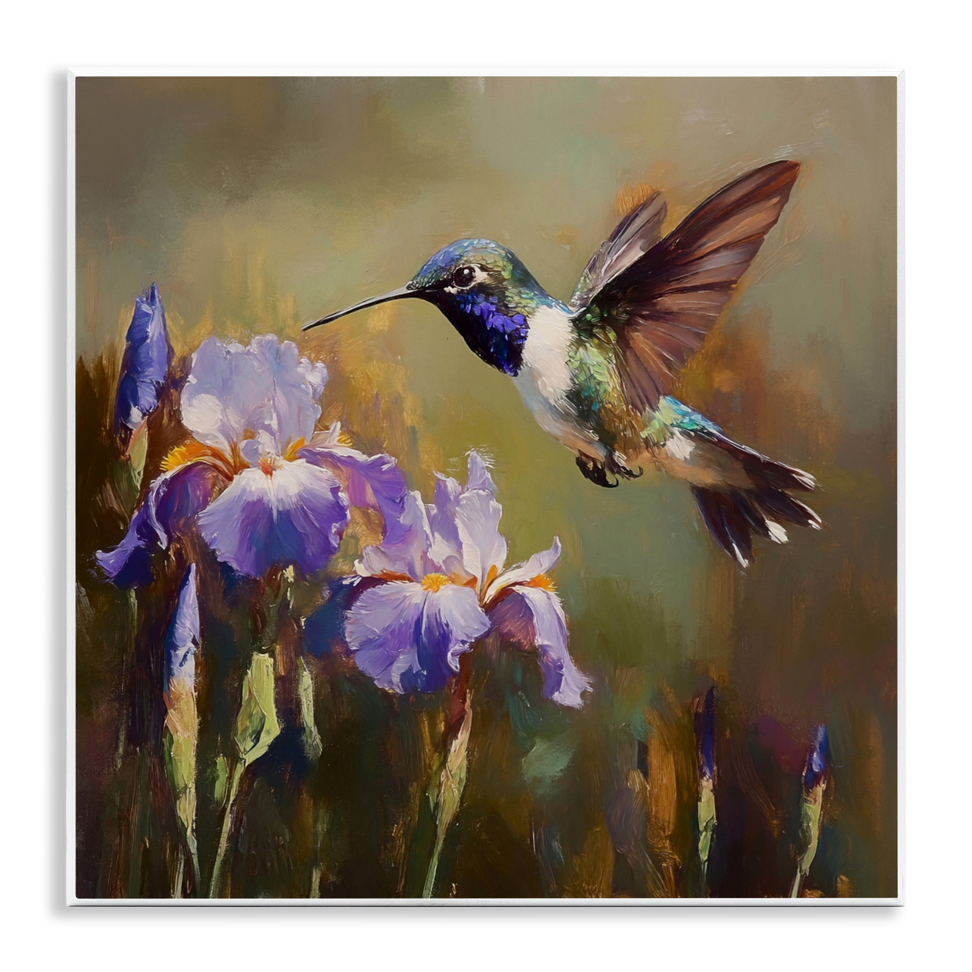 Stupell Industries Hummingbird & Purple Irises Wall Plaque Art, design by Tina LeCour