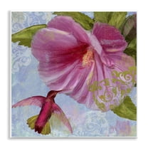 Stupell Industries Hummingbird & Purple Poppy Floral Painting Unframed Art Print Wall Art, 12 x 12