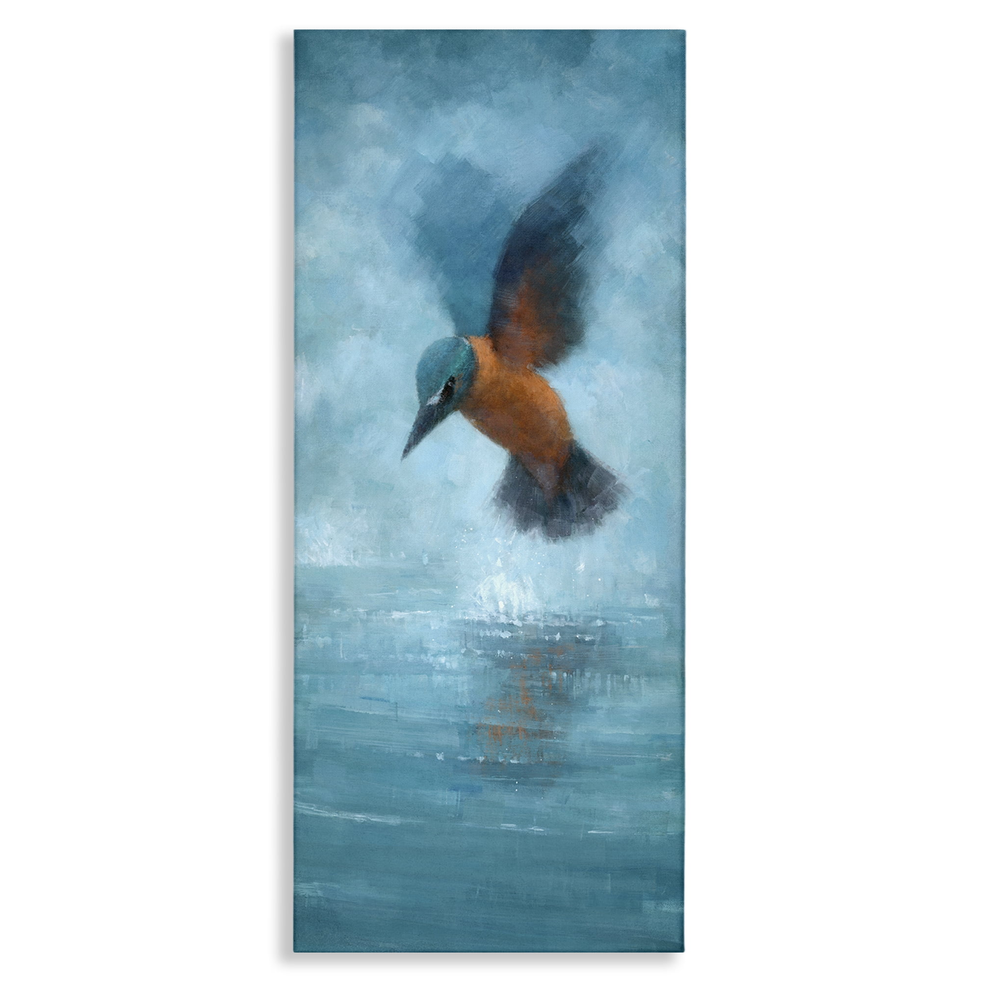 Stupell Industries Hummingbird Splashing Surface Animals Painting Wrapped Canvas Art Print Wall Art, 17 x 40