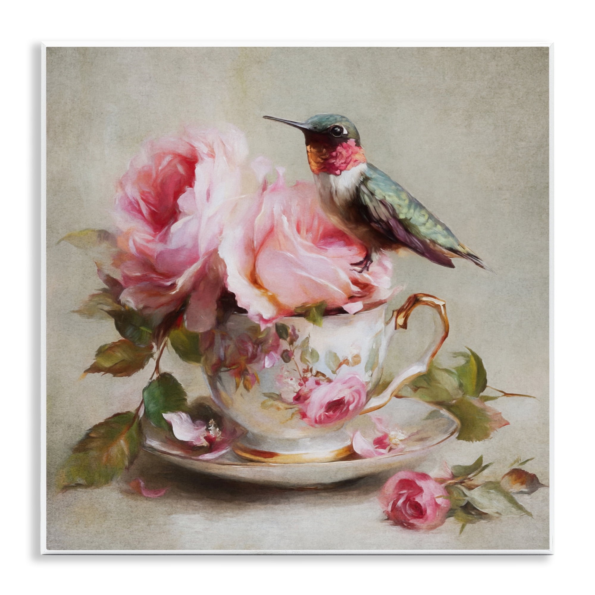 Stupell Industries Hummingbird & Tea Cup Wall Plaque Art, design by Tina LeCour