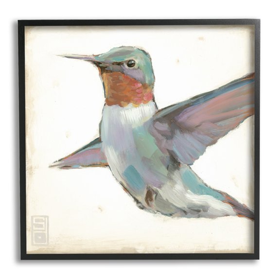 Stupell Industries Hummingbird in Flight Animals & Insects Painting Black Framed Art Print Wall Art, 24 x 24