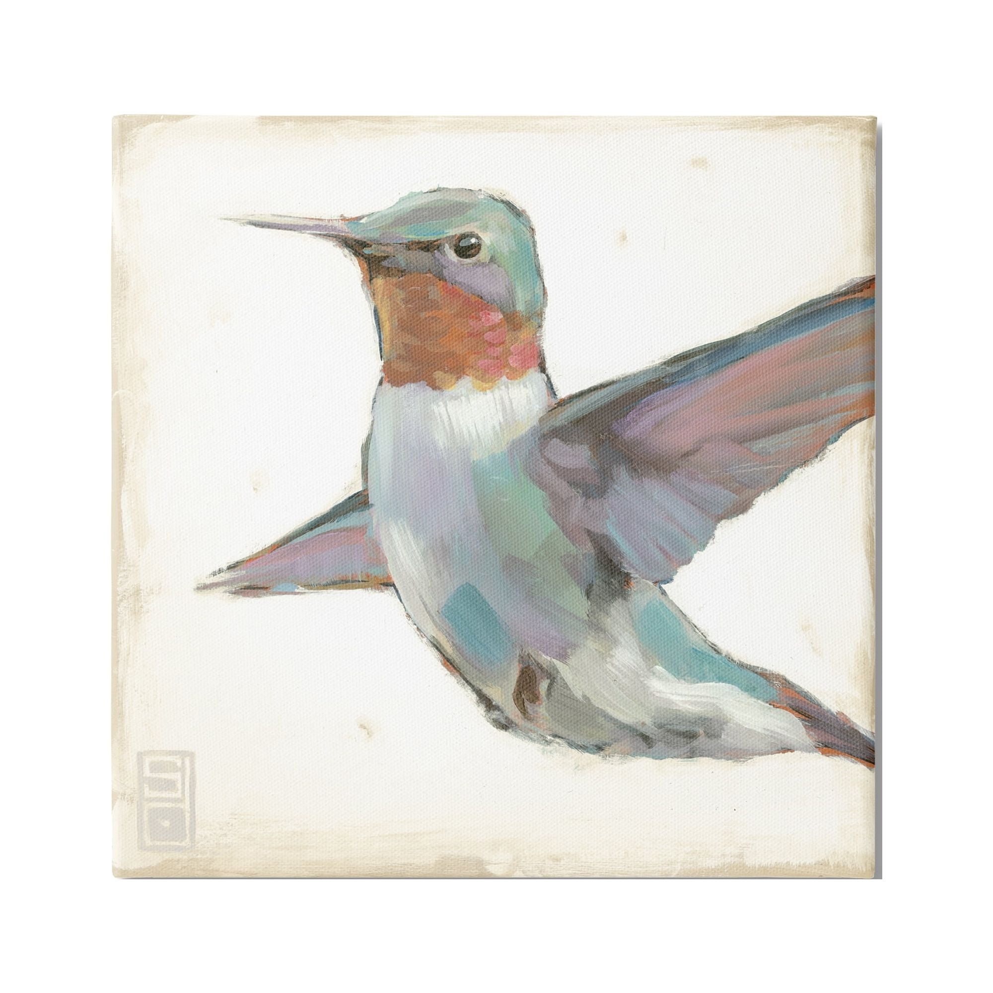 17-inch Multicolor Canvas Hummingbird Wall Art