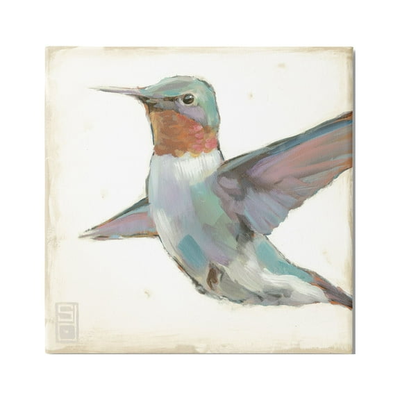 Stupell Industries Hummingbird in Flight Animals & Insects Painting Gallery Wrapped Canvas Print Wall Art, 17 x 17