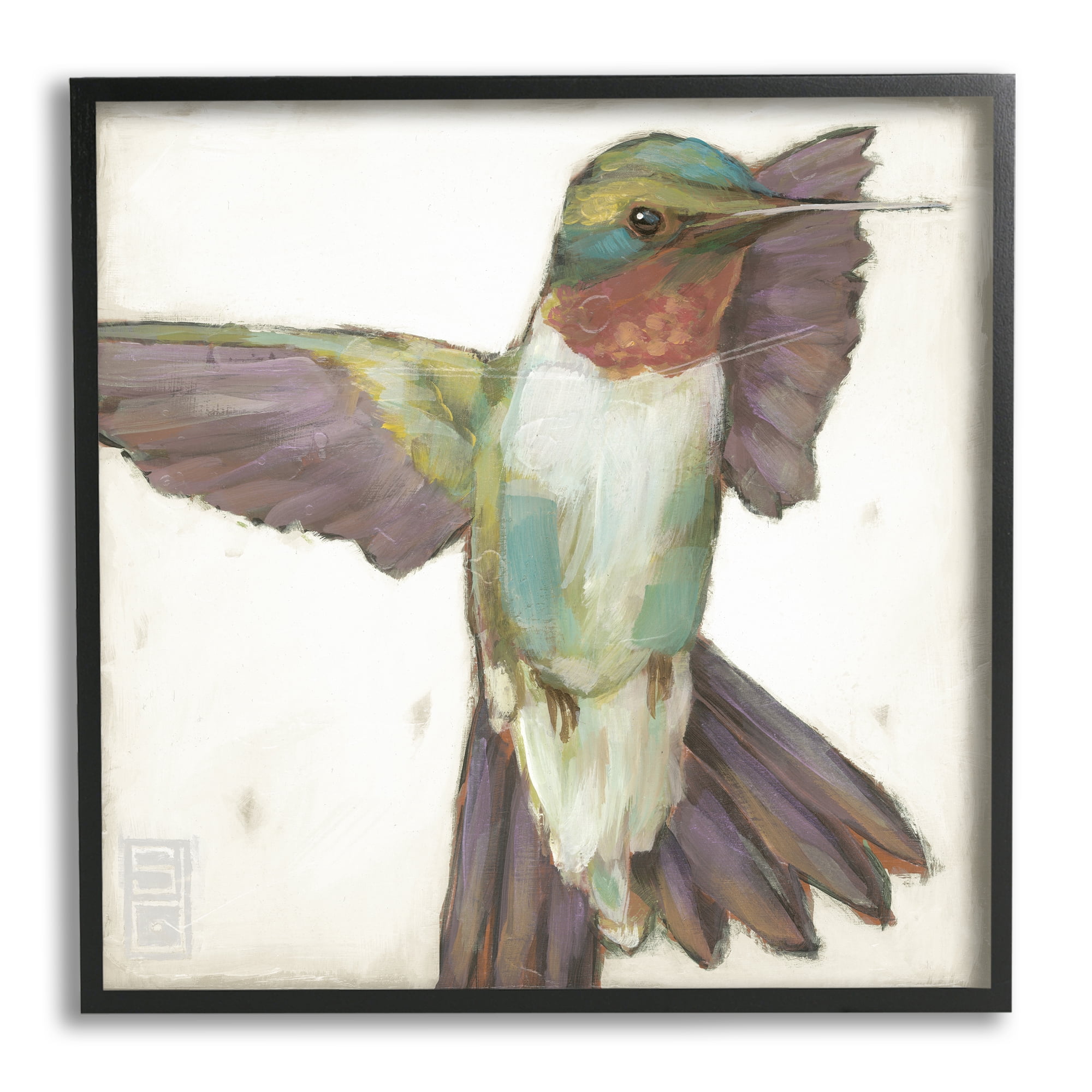 Stupell Industries Hummingbird in Muted Tones Animals & Insects Painting Black Framed Art Print Wall Art, 24 x 24