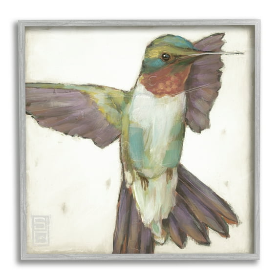 Stupell Industries Hummingbird in Muted Tones Animals & Insects Painting Gray Framed Art Print Wall Art, 24 x 24