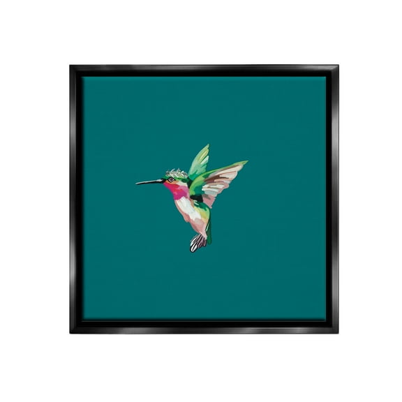 Stupell Industries Hummingbird with Crown Animals & Insects Painting Black Floater Framed Canvas Art Print Wall Art, 18 x 18