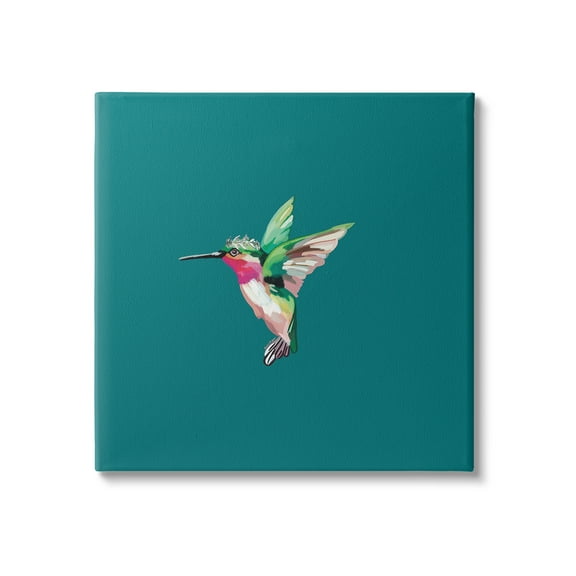 Stupell Industries Hummingbird with Crown Animals & Insects Painting Gallery Wrapped Canvas Art Print Wall Art, 17 x 17