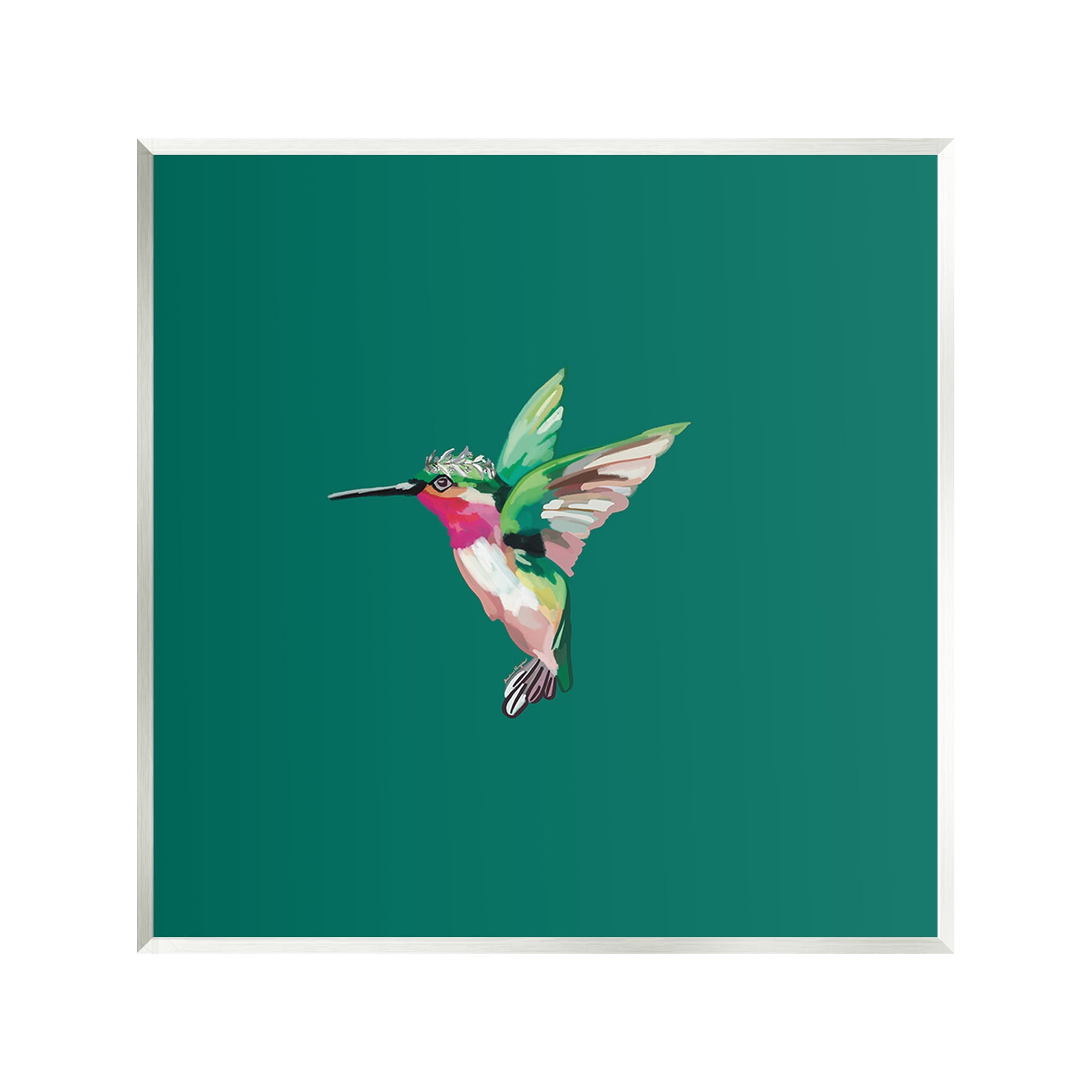 Stupell Industries Hummingbird with Tiara Animals & Insects Painting Unframed Art Print Wall Art, 12 x 12