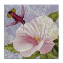 Stupell Industries Hummingbird with White Flower Floral Painting Wrapped Canvas Canvas Art Print Wall Art, 17 x 17