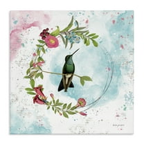 Stupell Industries Hummingbird within Wreath Animals Painting Wrapped Canvas Art Print Wall Art, 17 x 17