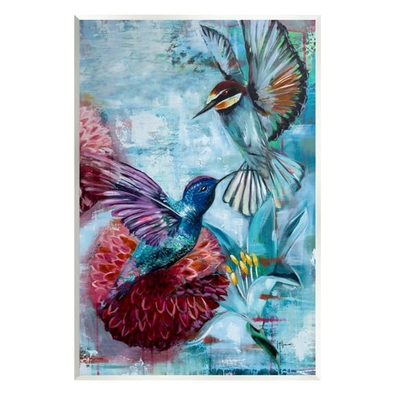 Stupell Industries Hummingbirds & Dahlias Animals & Insects Painting Unframed Art Print Wall Art, 10 x 15