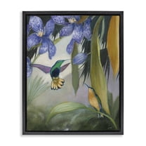 Stupell Industries Hummingbirds in Nature Landscape Painting Black Floater Framed Canvas Art Print Wall Art, 17 x 21