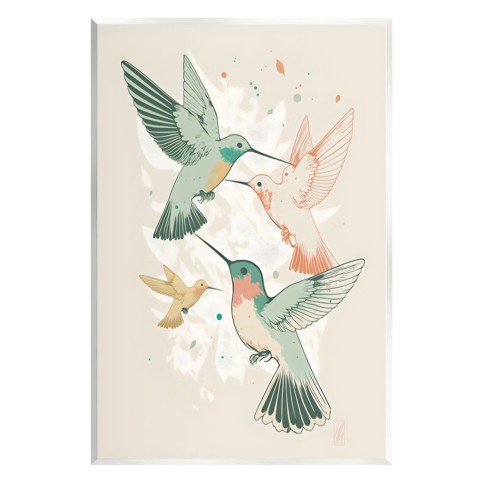 Stupell Industries Hummingbirds on Beige Animals & Insects Painting Unframed Art Print Wall Art, 13 x 19