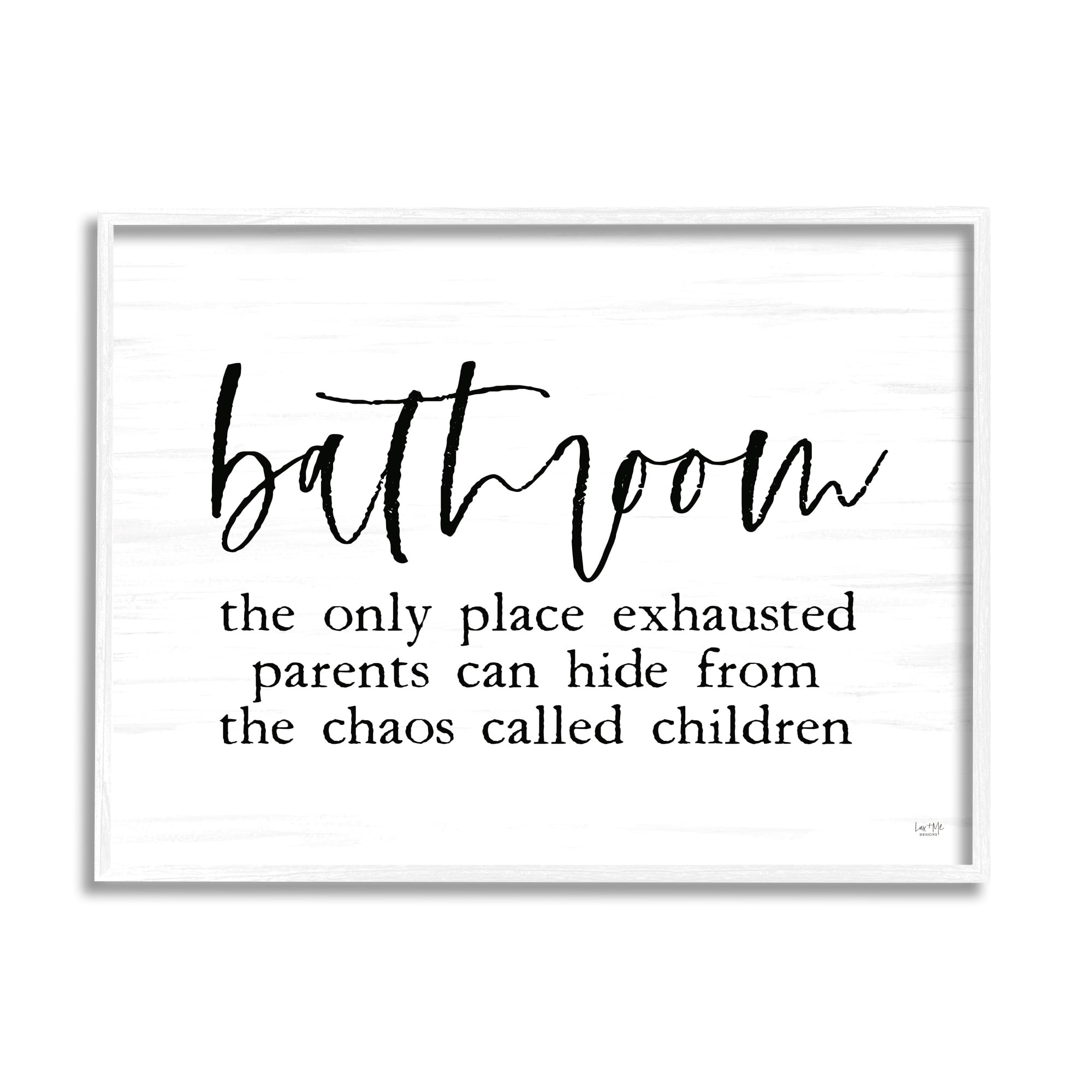 Stupell Industries Humorous Bathroom Family Quote Parents & Children Framed Wall Art, 14 x 11, Design by Lux + Me Designs