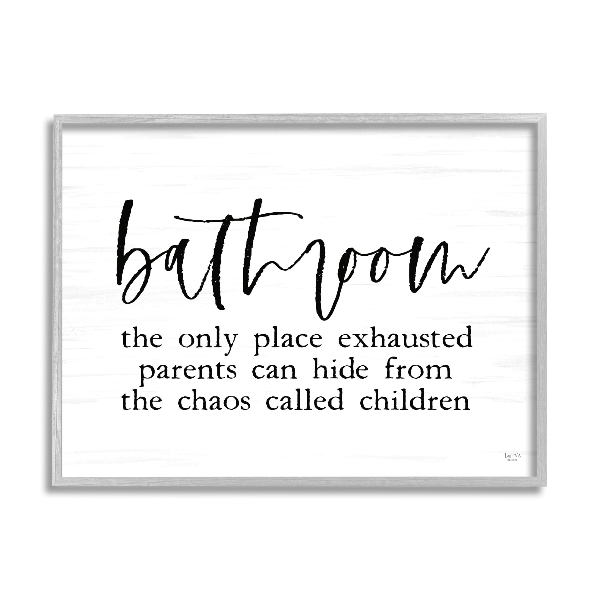 Stupell Industries Humorous Bathroom Family Quote Parents & Children Framed Wall Art, 20 x 16, Design by Lux + Me Designs