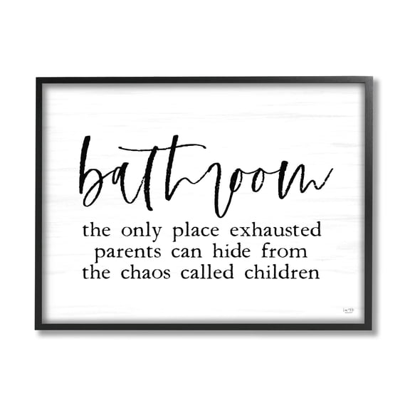 Stupell Industries Humorous Bathroom Family Quote Parents & Children Framed Wall Art, 20 x 16, Design by Lux + Me Designs
