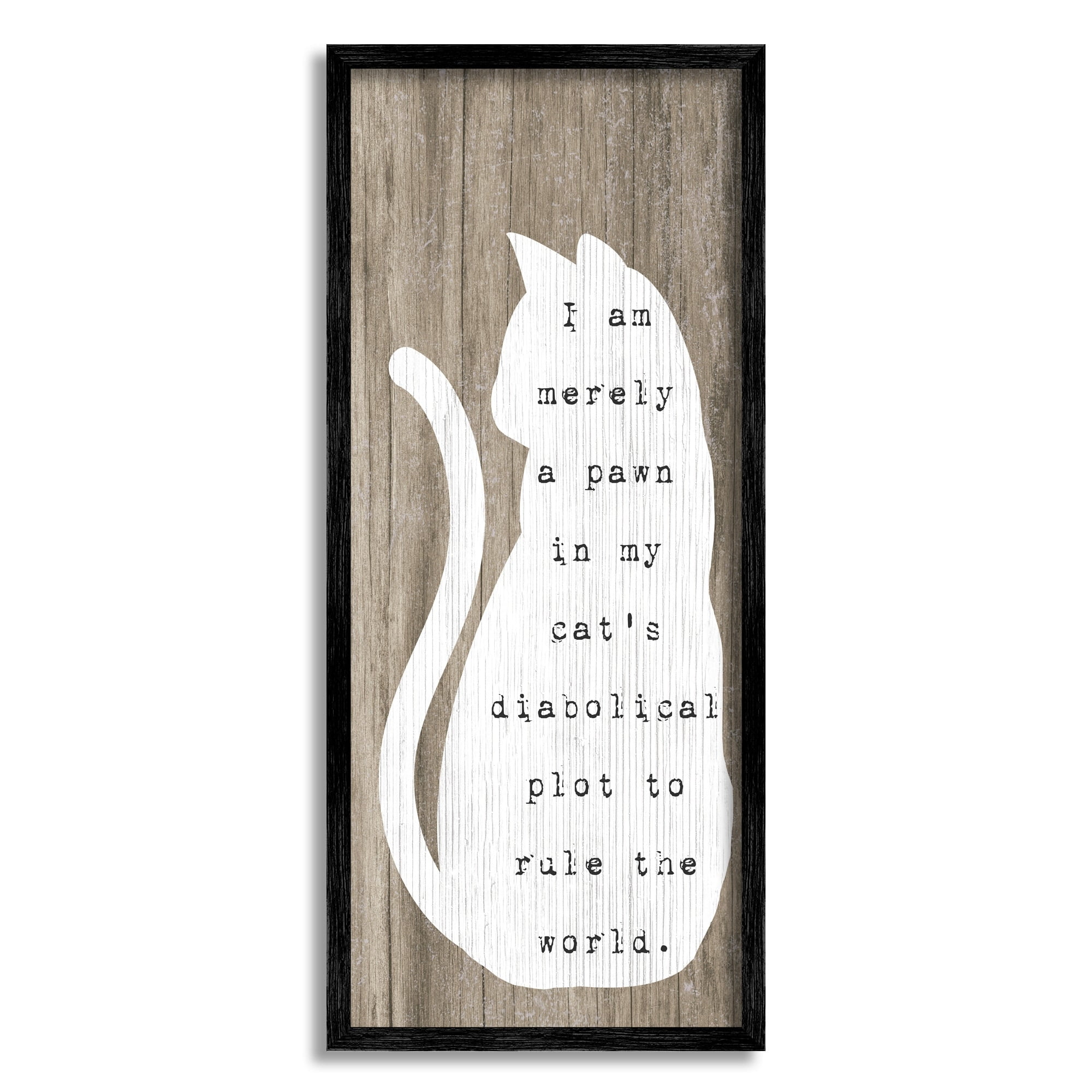 Stupell Industries Humorous Cat Quote Grainy Pattern Sitting Silhouette Graphic Art Black Framed Art Print Wall Art, Design by Daphne Polselli