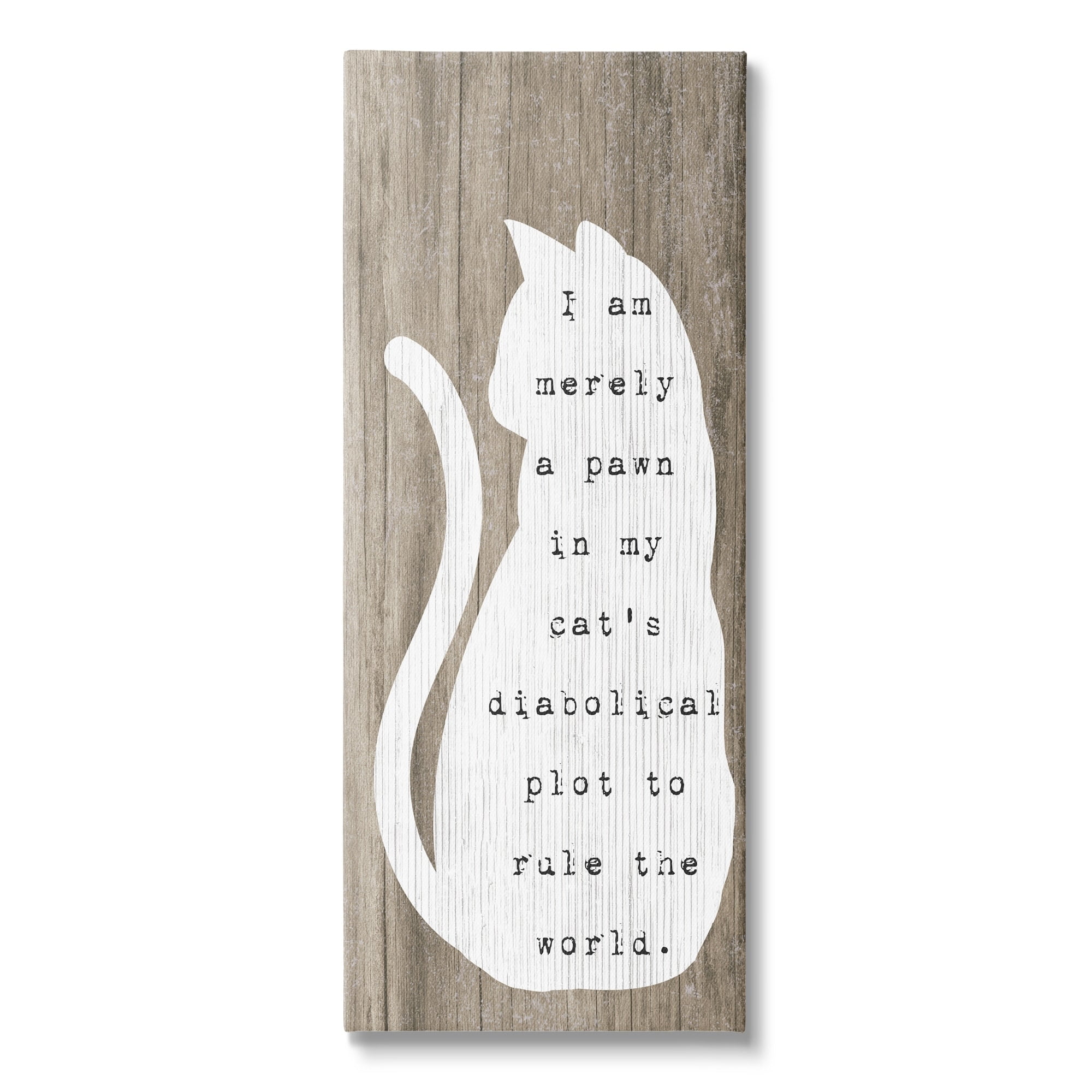 Stupell Industries Humorous Cat Quote Grainy Pattern Sitting Silhouette Graphic Art Gallery Wrapped Canvas Print Wall Art, Design by Daphne Polselli