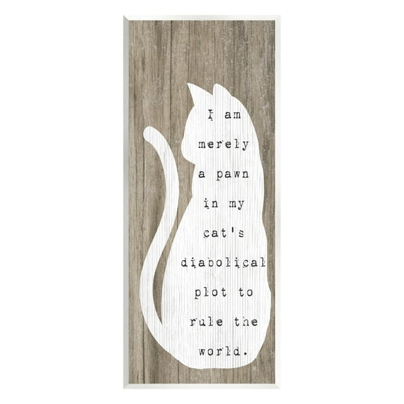 Stupell Industries Humorous Cat Quote Grainy Pattern Sitting Silhouette Graphic Art Unframed Art Print Wall Art, Design by Daphne Polselli