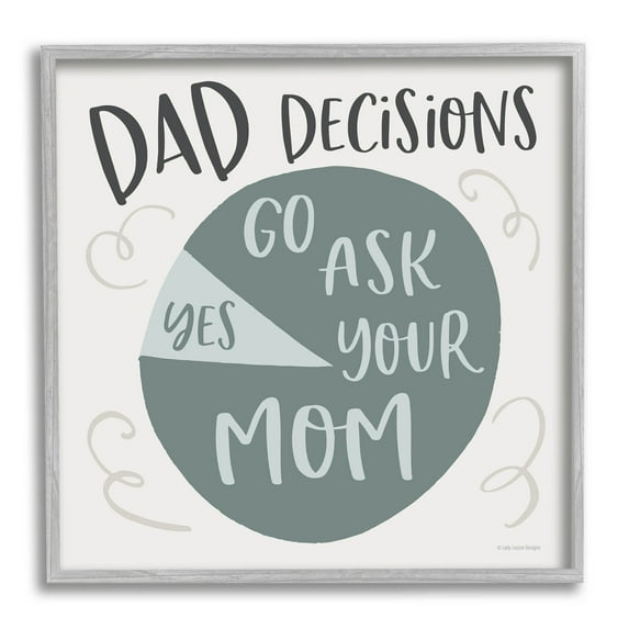 Stupell Industries Humorous Dad Decisions Pie Chart Phrase Graphic Art Gray Framed Art Print Wall Art, Design by Lady Louise Designs